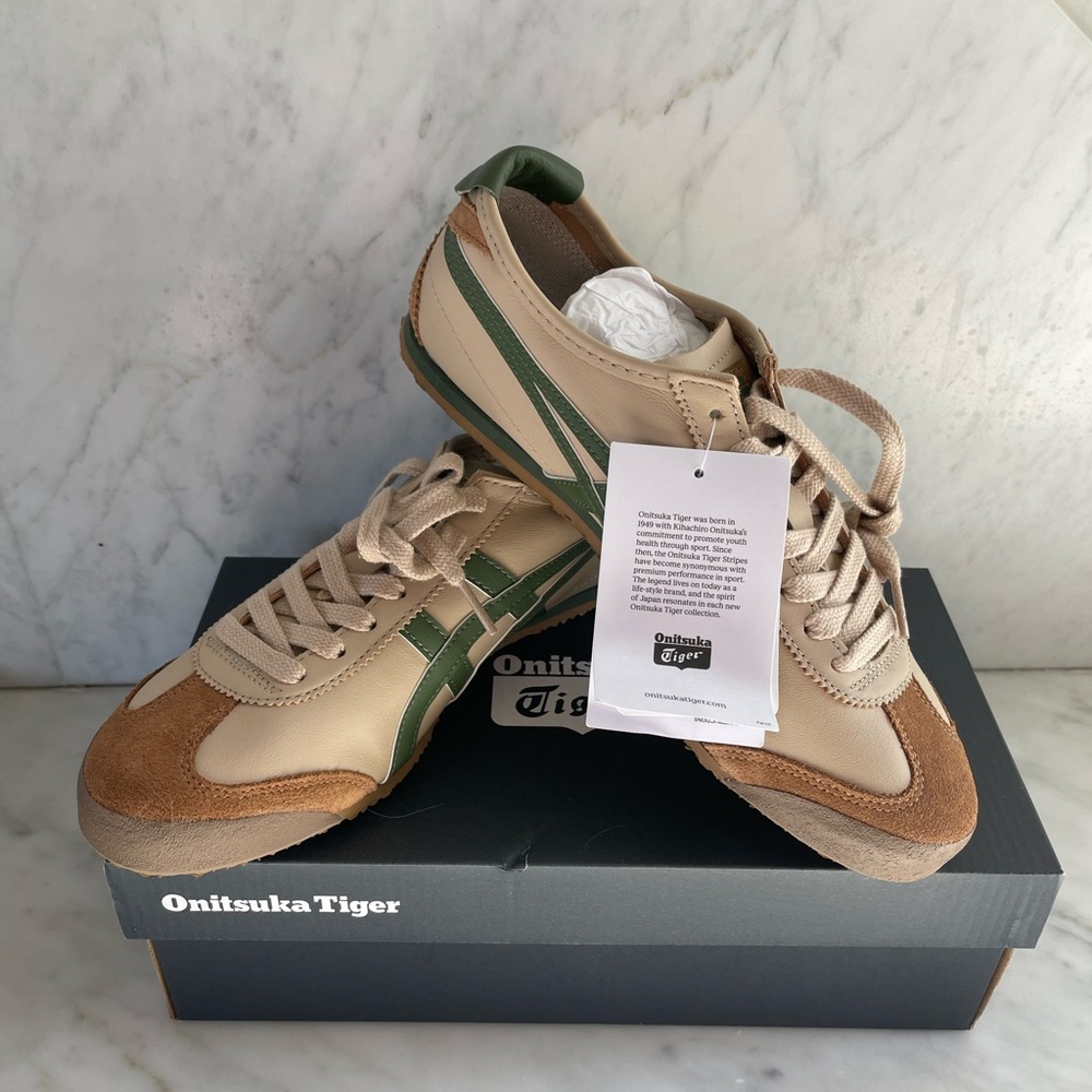 Onitsuka Tiger by Asics Tan and Green Retro Sneakers